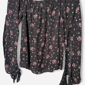 Ultra Flirt Large Black Floral Off The Shoulder Blouse